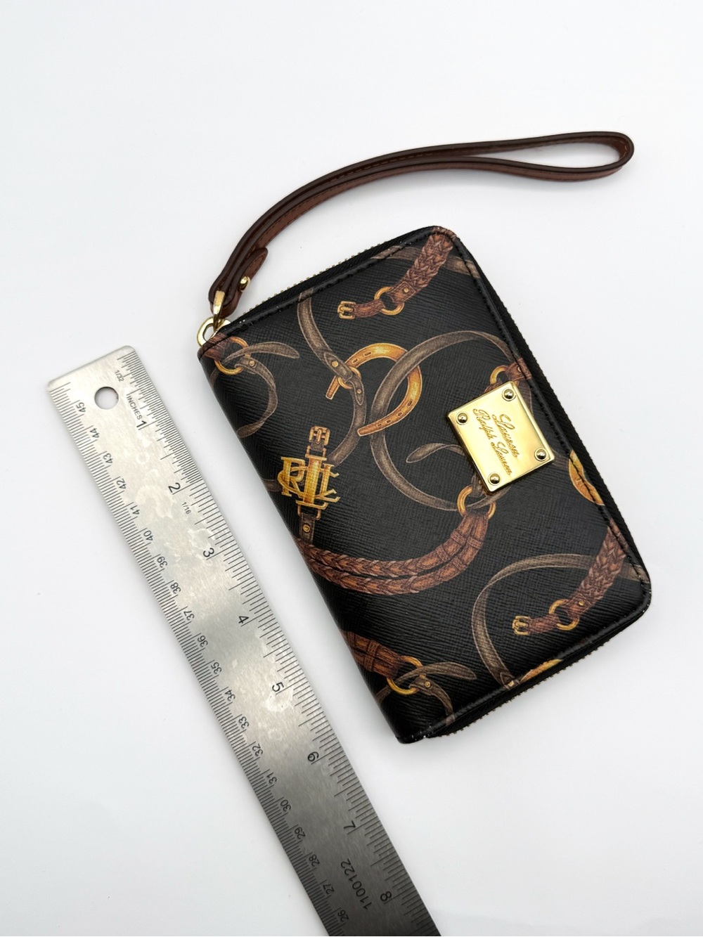 ⚜️LAUREN RALPH LAUREN⚜️ Black Signature Equestrian Print Wristlet Wallet - Picture 14 of 15